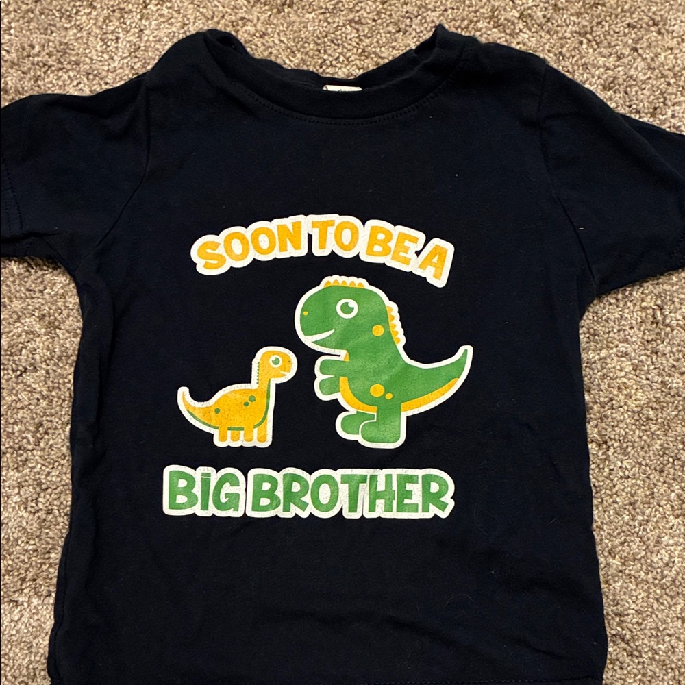 Kids 'Soon to Be a Big Brother' Dinosaur Tee - navy blue